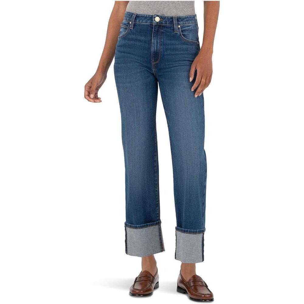 Womens Wide Leg Jeans Cotton Recycled Polyester High-Rise Straight Leg
